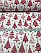 Новорічна тканина польська різні ялинки червоні на білому №250, фото 2