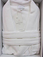 Чоловічий махровий халат Maison d'or Quattro з коміром білий