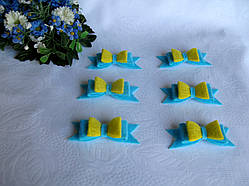 Бант із фетру. Великий жовтий із блакитним.