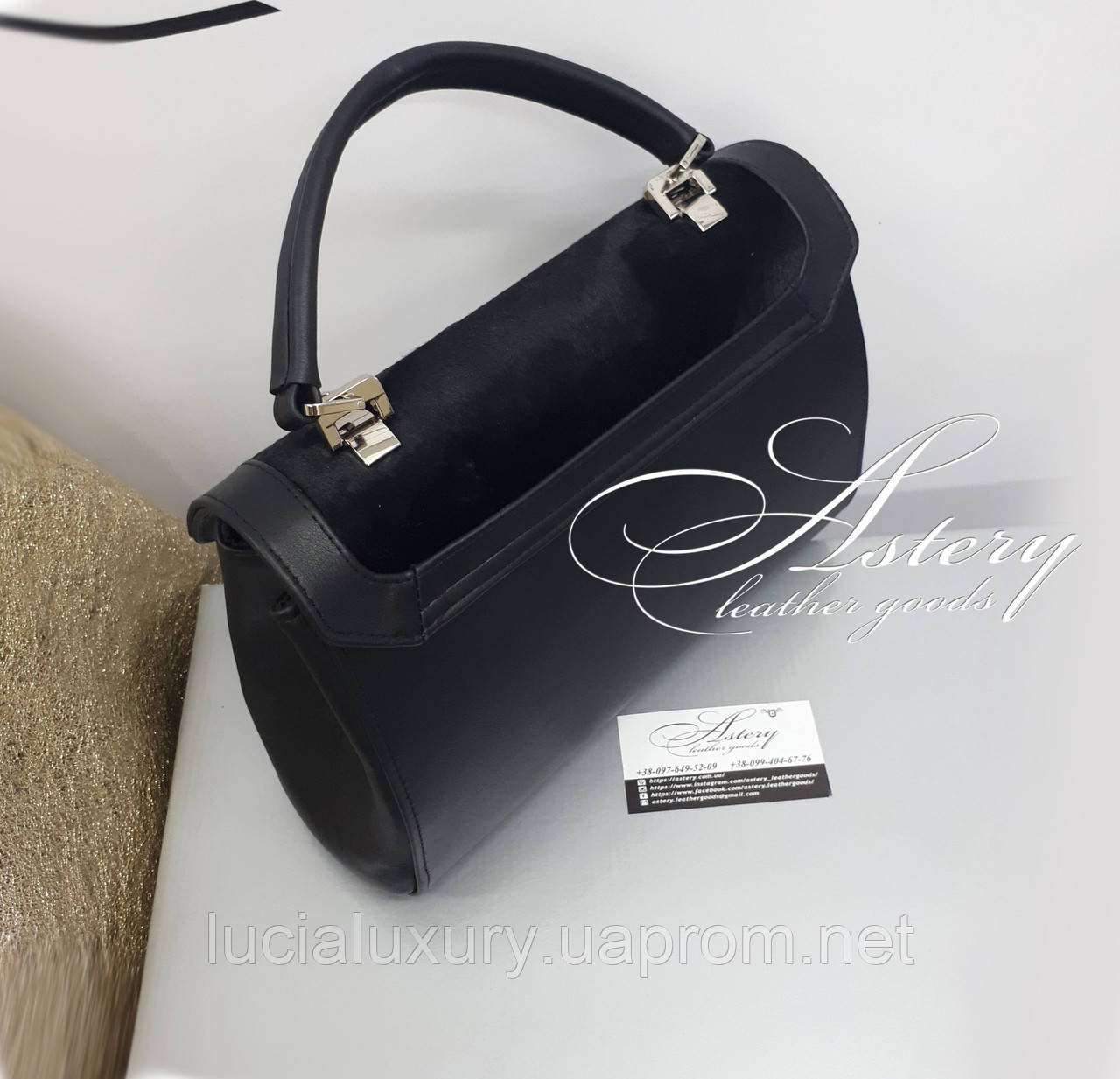 Женская черная классическая сумка NORA с натуральным питоном - фото 5 - id-p629885854