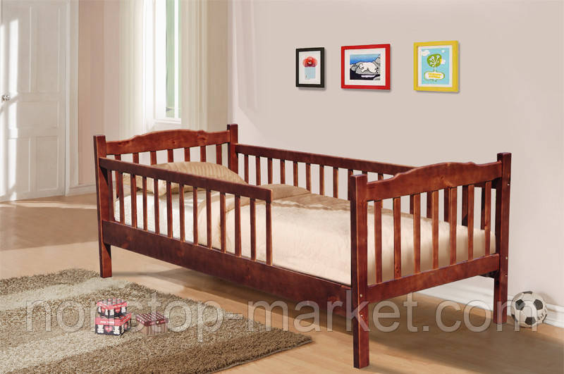 Ліжко "Юніор" з двома парканами дерев'яна (Мікс Меблі)
