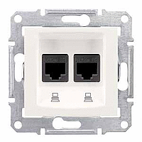 ДВОЙНАЯ КОМПЬЮТЕРНАЯ РОЗЕТКА 2ХRJ45 UTP КАТ.5Е SE. СЛОНОВАЯ КОСТЬ