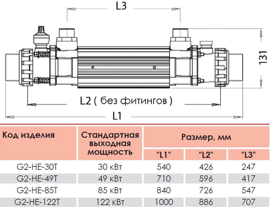 Теплообменник трубчатый «Elecro G2I HE 49» 49кВт (Англия) - фото 4 - id-p630040484