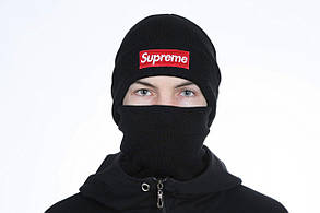Стильна чорна шапка supreme логотип нашивка