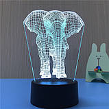 Дитячі незвичайні лампи, Слоник, 3D Led Світильники Прикольні подарунки для дітей, Подарунки дітям, фото 4