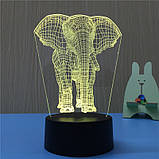 Дитячі незвичайні лампи, Слоник, 3D Led Світильники Прикольні подарунки для дітей, Подарунки дітям, фото 2