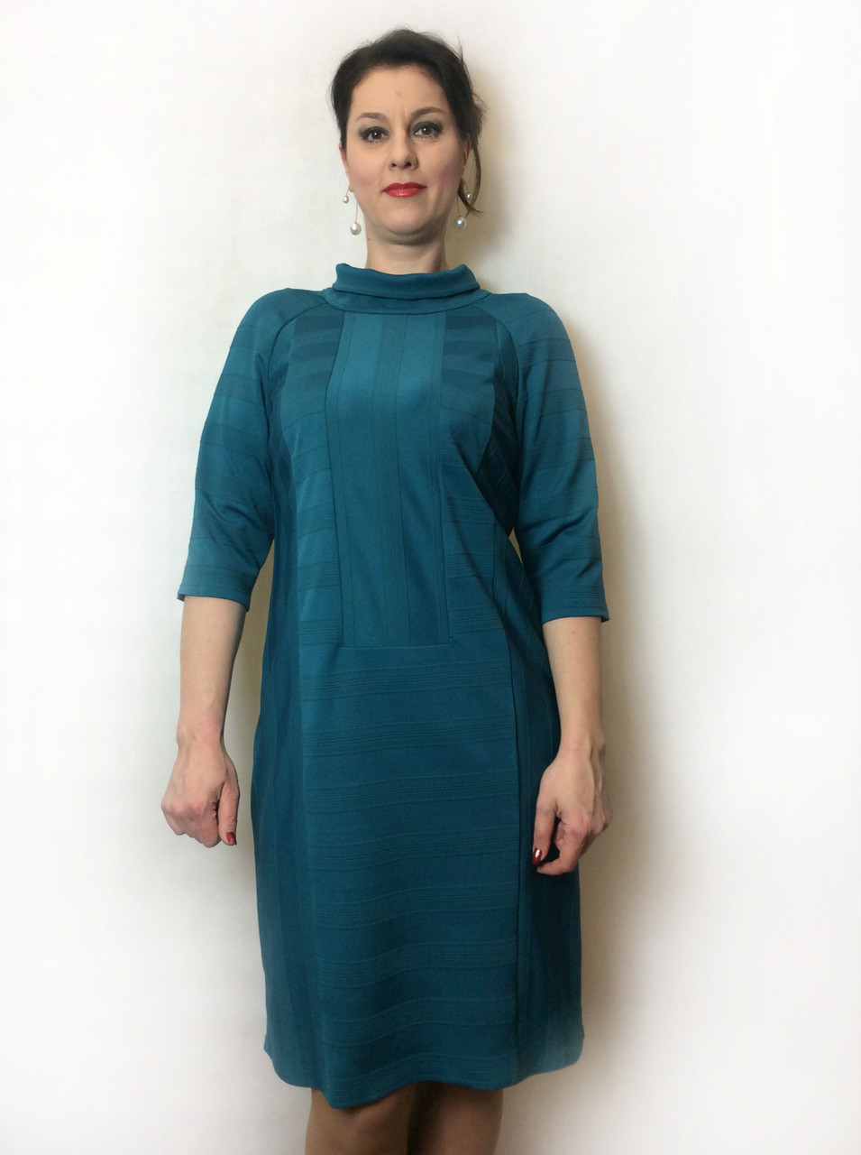 Бірюзове плаття з хомутом П215, фото 1