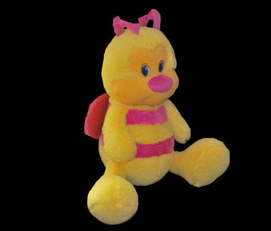 Музична Бджолка 36 см жовто-рожева м'яка дитяча іграшка