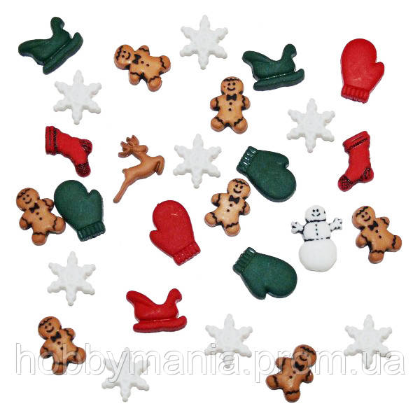 Ґудзики Dress It Up Christmas Miniatures, Новий рік/Різдво-набір/20 шт., новорічні мініатюри