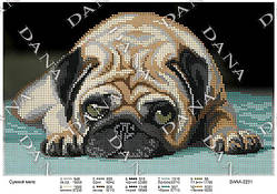 Схема для вишивки бісером Сумний мопс