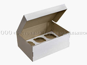 Упаковка для 6 кексів і мафінів — Біла без вікна — 255х180х90 мм