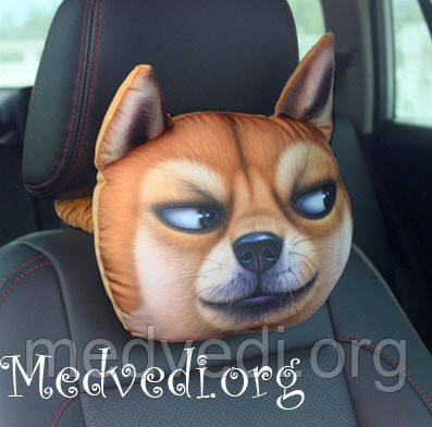 Подушка-підголівник собака, для автомобілів, 3 D принт Акіта-іну