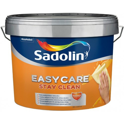 Грязеотталкивающая матовая акриловая краска Sadolin EasyCare для стен и потолка 10л белая - фото 2 - id-p630294755