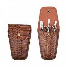 Манікюрний набір "TRAVEL" Сталекс MS-03 (5 предметів) Рептилія світло-коричнева