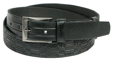 Мужской кожаный ремень под брюки Skipper 11128 черный 3.5 см