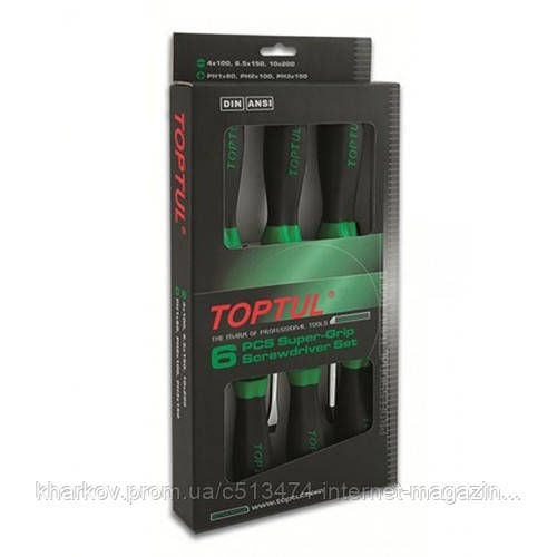 Набор отверток 6 ед. (PH1x80, PH2x100, PH3x150, SL4x100, SL6,5x150, SL10x200) TOPTUL GAAE0611