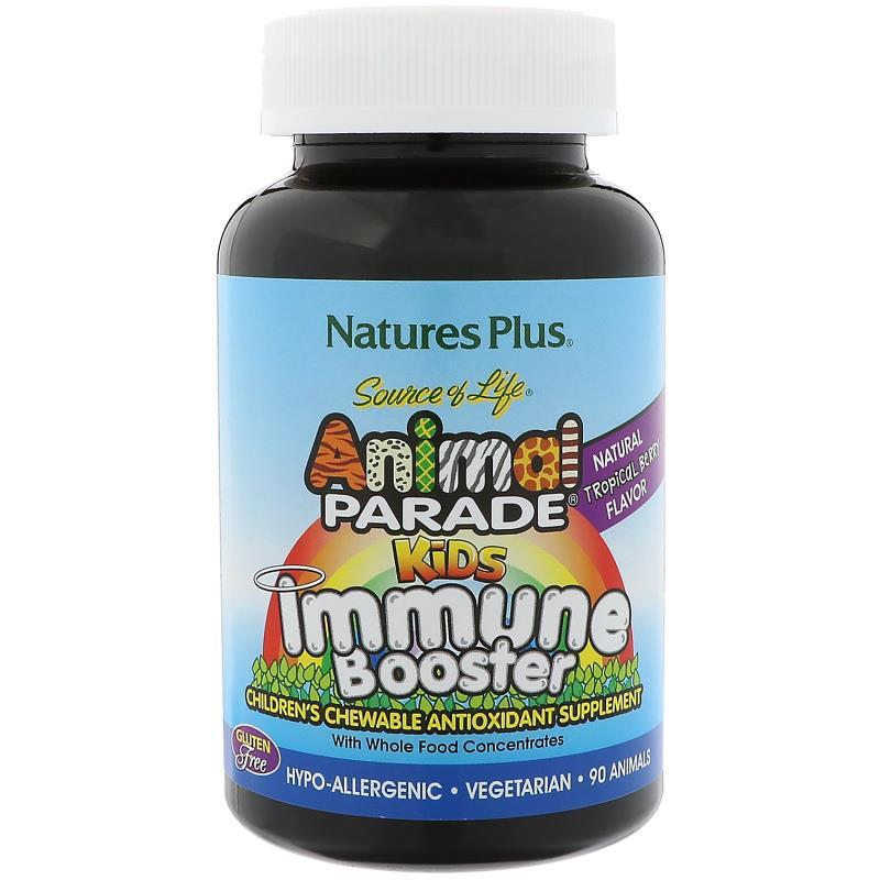 Nature's Plus, Animal Parade, Immune Booster, вітаміни для дитячого імунітету, 90 ш. Зроблено в США, фото 1