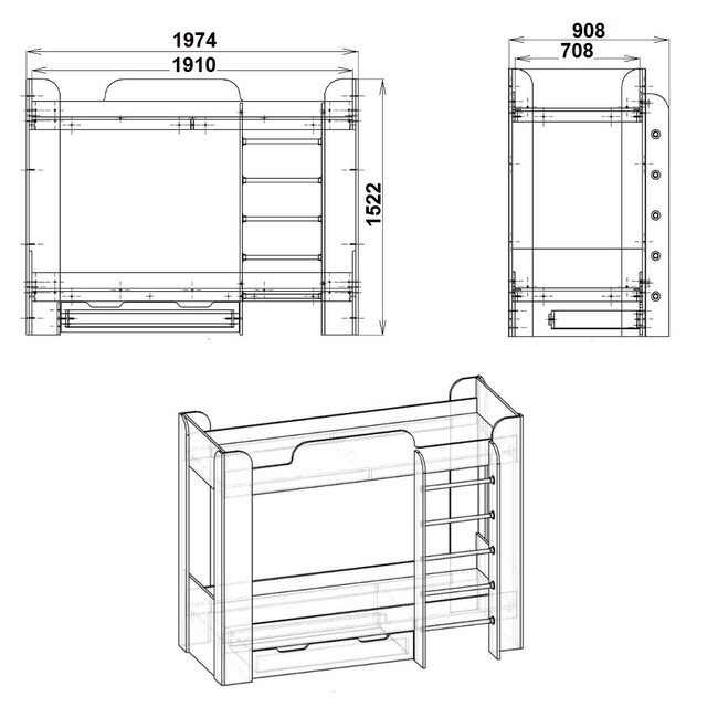 Твикс-2 Компанит двухъярусная кровать в размерах