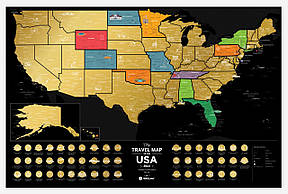 Скретч Карта The Travel Map of the USA Black, фото 2