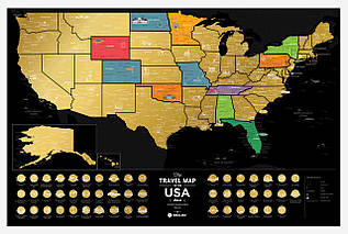 Скретч Карта The Travel Map of the USA Black