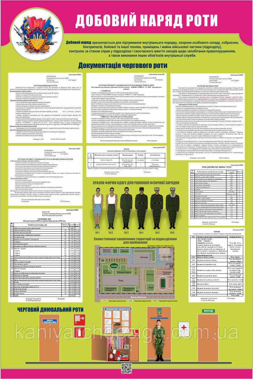 Стенд "Добовий наряд роти" в кабінет ЗАХИСТ ВІТЧИЗНИ, фото 1