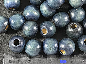 Дерев'яні намистини сині 16 мм паковання 10 шт., фото 2