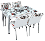 Розкладний стіл обідній кухонний комплект стіл і стільці 3D малюнок 3д "Лондон" ДСП скло 70*110 Лотос-М, фото 2