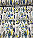 Бавовняна тканина польське пір'я сіро-жовто-сині на білому No246, фото 3