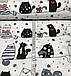 Бавовняна тканина польська коти чорні з червоним на смужці на білому No244, фото 3