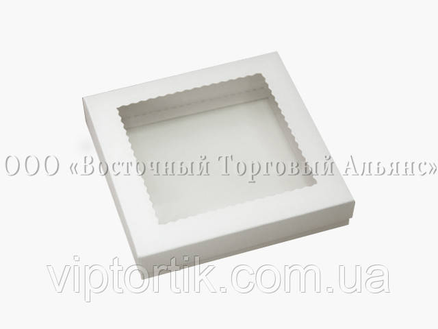 Паковання для печива з прозорим віконцем — Біле — 100х100х30 мм, фото 1
