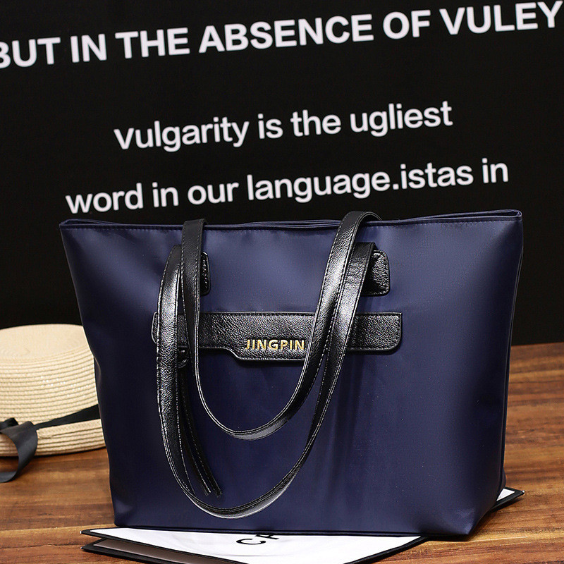 Жіноча сумка синя тканинна велика з довгими ручками опт