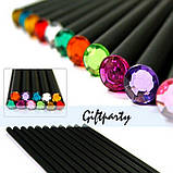 Оригінальний і модний простий олівець чорного кольору з бірюзовим кристалом, фото 9