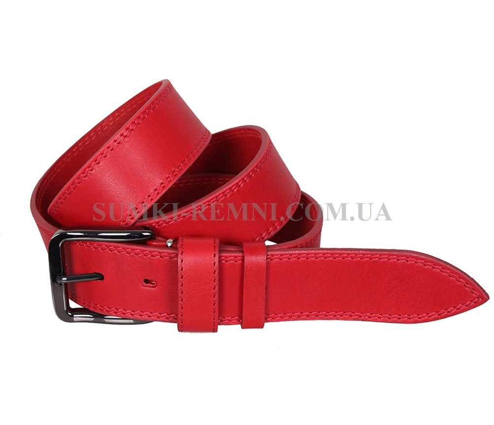 Чоловічий ремінь з натуральної шкіри під джинси TESS098-09 червоний, фото 1