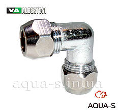 Куточок затискний хром Albertoni D10хD10 мм. (для під'єднання мідної трубки) Італія