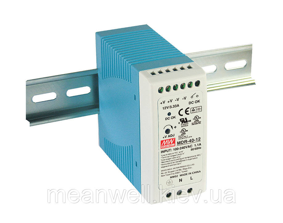 MDR-40-24 Блок живлення на Din-рейку Mean Well 40.8 вт, 24в, 1,7А
