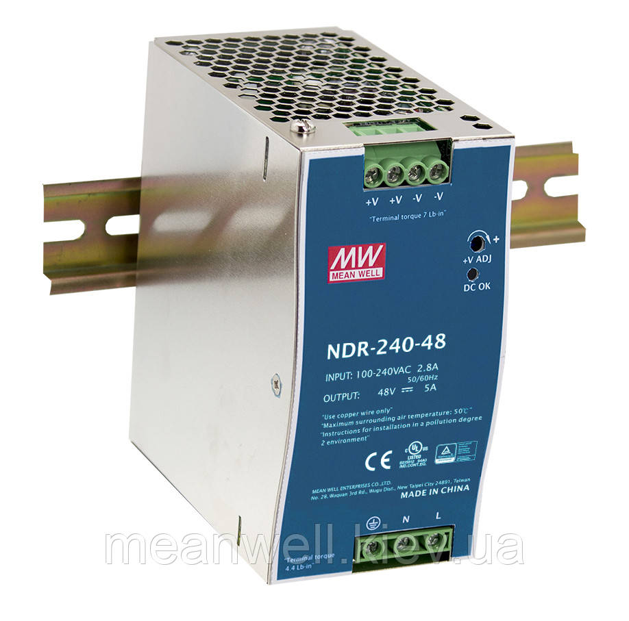 NDR-240-24 Блок питания на Din-рейку Mean Well 240вт, 24в, 10А Киев ...