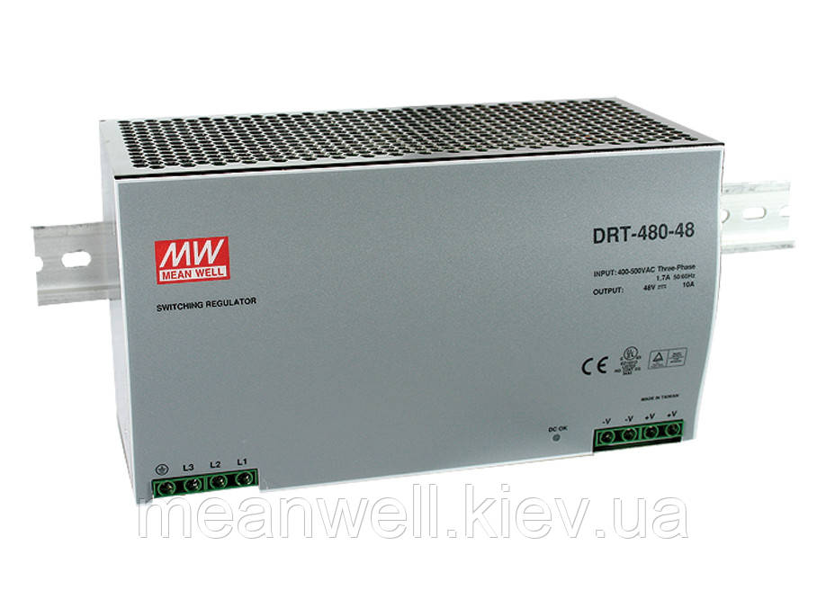 DRT-480-24 Блок живлення на Din-рейку 3-фазний Mean Well 24 в, 20 А  ⁇  CNАТ З ПРОДУКТІВ, ЗАМЕНА ✅ TDR-480-24 ✅