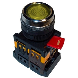 Кнопка ABLFS-22 жовтий d22мм неон/240В 1з+1р ІЕК