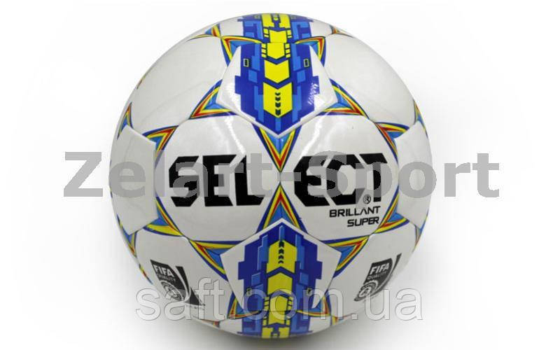  М'яч для футзала No4 Клеєний-PU ST Brillant Super (білий, жовтогарячий, жовтий)
