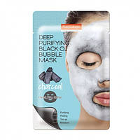 Кислородная очищающая тканевая маска для лица Purederm Deep Purifying Black O2 Bubble Mask Уголь