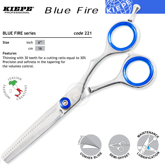 Перукарські філіровочние ножиці KIEPE Blue Fire 221/6, фото 1