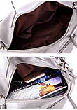 Жіноча сумка кругла з ручками срібло гурт, фото 4