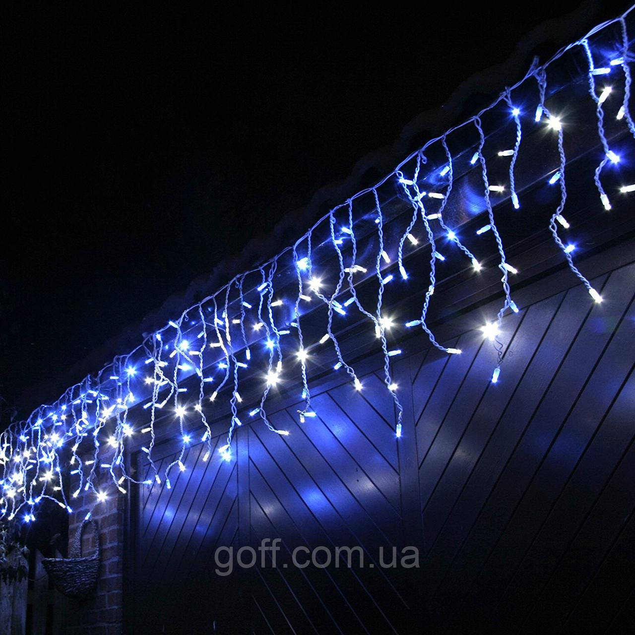 Гірлянда бахрома 3х07 м, 100 led, чорний дріт, синій колір