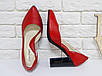 Туфлі жіночі на стійкому каблуці червоного кольору. Італійська шкіра. Туфлі Т-1701, фото 2