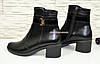 Чоботи жіночі шкіряні чорні на невисокому каблуці, фото 3
