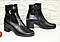 Чоботи жіночі шкіряні чорні на невисокому каблуці, фото 2