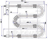 ТЕН 3500W для тепловентилятора, сухий, оребрений, нержавійка, М-подібний, L=2250мм, d=13мм,  штуцер М20 нерж., 525х480мм, фото 2