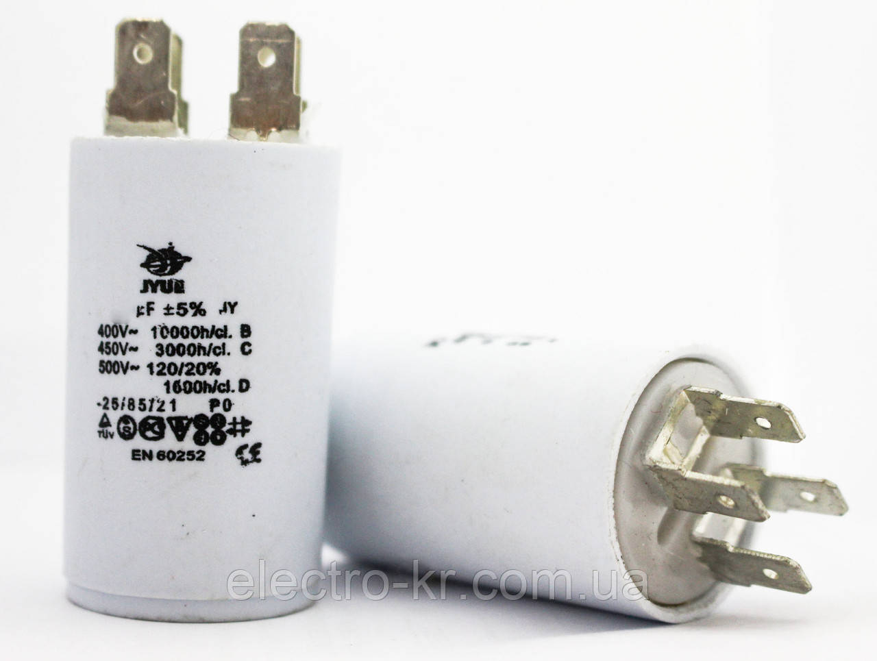 Конденсатор робочий і пусковий JYUL 1 мкф - 450V клеми (30*50 mm), фото 1