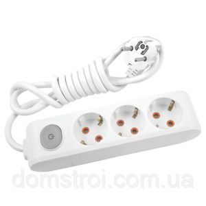 Подовжувач 3 гнізда 2 м із заземленням із кнопкою VIKO Multi-let