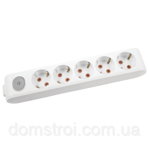 Колодка 5 гнізд із заземленням із кнопкою VIKO Multi-let
